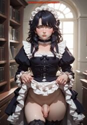 1boy ai_generated balls dress femboy hips maid_uniform meybekity otoko_no_ko penis skirt trap yaoi