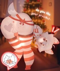 :0 anthro anus canid canine canis christmas christmas_clothing christmas_present clothing domestic_dog femboy gift girly hi_res holidays knot legwear male male_only mammal richa_picha richard_picher solo stockings thick_thighs