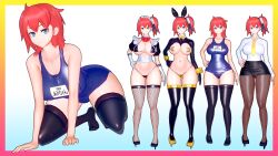 1girls 3d ami_aiba apuri bunnysuit digimon digimon_story digimon_story:_cyber_sleuth female female_only female_protagonist human maid one-piece_swimsuit school_swimsuit solo swimsuit