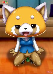 1girls aggressive_retsuko anal_insertion anthro bbmbbf bottomless dildo dildo_in_ass female female_only fur34 open_mouth palcomix pussy red_panda retsuko sanrio sex_toy solo tongue tongue_out