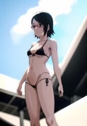 1girls ai_generated beach bikini bikini_bottom bikini_top black_bikini black_hair boruto:_naruto_next_generations breasts cameltoe female girl micro_bikini naruto naruto_(series) pussy_peek sarada_uchiha sea seaside small_breasts small_clothes small_panties solo solo_female solo_focus solo_girl teenage_girl teenager tits
virgin