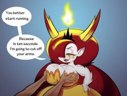 big_ass big_breasts boob_window breast_grab clothed female goodbadartist hekapoo holding holding_breast huge_ass huge_breasts no_bra pov star_vs_the_forces_of_evil teasing