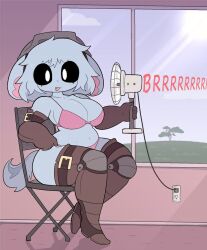 breasts furry oc original_character sfw sitting sitting_on_chair sodafurrr thick_thighs