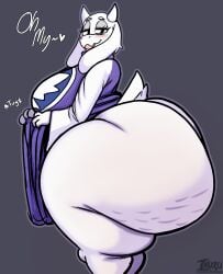 1girls 2d anthro ass ass_bigger_than_body ass_bigger_than_head ass_out big_ass bottom_heavy breasts bubble_butt caprine cellulite chubby clothing fat_ass female female_only goat huge_ass humanoid hyper hyper_ass inuzu large_ass looking_at_viewer massive_ass milf mother no_panties robe_lift robes side_view solo thick_ass thick_thighs thunder_thighs toriel undertale undertale_(series) wide_hips