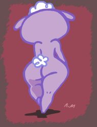 2023 absurd_res animal_ears animal_genitalia animals anthro backside cotton_tail happy_tree_friends hi_res lamb lammy_(htf) lilli_villa naked purple_skin sheep source_request tagme tail white_hair