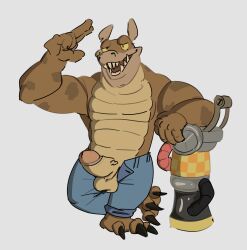 1boy 2022 activision anthro anthro_focus anthro_only anthro_solo canid canine crash_(series) crocodile crocodilian crocodylid digital_drawing_(artwork) digital_media_(artwork) dingo dingodile erect_penis erection fangs fangs_out furry furry_male furry_only geniou humanoid_genitalia humanoid_penis hybrid male male_only mostly_nude open_pants pants pants_open partially_clothed partially_clothed_male penis penis_out sharp_teeth smile smiley_face smiling solo solo_anthro solo_focus solo_in_panel solo_male toe_claws toes weapon