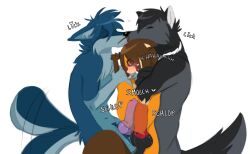 absurd_res anthro bear canid canine canis double_penetration female fox foxxo_(sheepsheepbeep) french_kissing genitals group hi_res kiss_on_lips kissing knot male male/female male/male mammal penetration penis sheepsheepbeep trio wolf xray_view