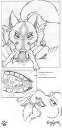 anthro canine comic game micro nude rena_ayama_(artist) size_difference tail teath tongue vore wolf