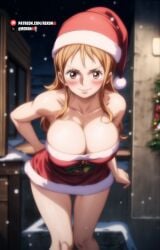 1girls 2d ai_generated bent_over big_breasts blush brown_eyes christmas christmas_clothing christmas_hat christmas_headwear christmas_lights christmas_outfit christmas_present cleavage dat_ass female female_focus female_only female_protagonist from_above from_front_position gift hands_behind_back huge_breasts large_breasts light-skinned light-skinned_female light_skin long_hair looking_at_viewer medium_breasts nami one_piece orange_hair pale-skinned_female pale_skin perfect_body post-timeskip pov pov_eye_contact red_hair rekonai santa_costume santa_hat short_dress short_skirt shounen_jump smile smiley_face smiling smiling_at_viewer snow snowing snowing_outside surprise tagme thick thick_hips thick_legs thick_thighs uncensored wide_hips wide_thighs