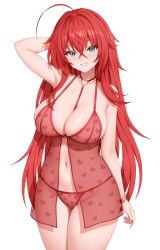 blue_eyes breasts female high_school_dxd lingerie looking_at_viewer red_hair rias_gremory secon tagme thighs