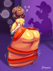 ass_focus backboob big_ass big_breasts boo_(mario) clothed female francyart34 huge_ass luigi luigi's_mansion mario_(series) nintendo nipples_visible_through_clothing no_bra princess_daisy super_mario_bros.