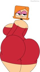 ass ass_bigger_than_head ass_focus back_view big_ass big_breasts breasts bubble_ass bubble_butt cartoon_network clothed debbie_turnbull debs_turnbull dropedartist female female_only huge_ass looking_at_viewer looking_back mother rear_view robotboy smile smiling smiling_at_viewer solo solo_female white_background