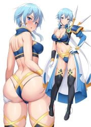 1girls ass ass_focus ass_grab ass_visible_through_thighs bangs behind_view big_ass big_breasts big_butt blue_eyes blue_hair blush blush_lines blushing_at_viewer boots breasts butt_focus butt_grab cleavage cleavage_cutout embarrassed female female_focus female_only front_view girl gloves goddess grabbing grabbing_own_ass hair hair_between_eyes hair_ornament holding_ass kawase_seiki large_ass large_breasts large_butt large_thighs looking_at_viewer looking_back navel open_mouth parted_lips partially_clothed partially_nude revealing_clothes shiny shiny_hair shiny_skin sidelocks sinon sweat sweatdrop sweating sword_art_online teasing thick thick_ass thick_thighs thigh_boots thigh_gap thigh_highs thighhigh_boots thighhighs thighs