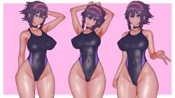 1girls 3d apuri digimon digimon_world digimon_world:_next_order female female_only himari_oofuchi human one-piece_swimsuit solo swimsuit