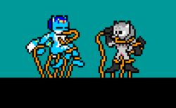 8-bit animated artica canine color female female_only fox furry green_background kazufox krystal multiple_females pixel_art sprite star_fox tentacle text video_games