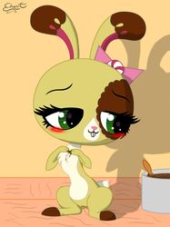 blush buttercream_sunday lagomorph littlest_pet_shop pussy rabbit shy smile solo