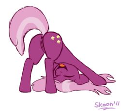 anus cheerilee cheerilee_(mlp) earth_pony equine female female_only friendship_is_magic fur happy hasbro horse my_little_pony pony presenting pussy skoon smooth_skin solo tagme tail two_tone_hair