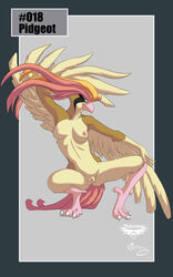 anthro breasts color crouching exposed_breasts feathers female female_only front_view mingchee nintendo nipples notorious84 nude pidgeot pinup pokemon pokemorph pose pussy solo spread_legs spreading tagme the_pokedex_project