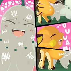 blush chikorita comic drooling female forest heart male penis pokemon pokemon_(species) raichu saliva sex springtime_desperation sweat tom_smith tree wood