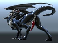 1boy anus dragon erection kemono_inukai knot male male_only penis red_eyes sheath shiny solo