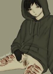 bleeding blood clit cry_of_fear cuntboy cuts cuts_on_thighs fingerless_gloves ganvicyaoi grey_hoodie intersex murderedonthenordexpress pussy pussy_hair self-harm self_harm self_harm_scars simon_henriksson solo_cuntboy stubble trans_man