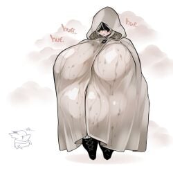 1girls big_belly big_breasts blonde_hair covered_eyes debyjull duchess_(nightreign) elden_ring elden_ring_nightreign fat female fully_clothed hood hooded huge_belly huge_breasts obese obese_female out_of_breath overweight overweight_female priestess_(nightreign) solo sweat sweating