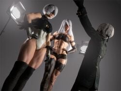 1boy 2girls 3d big_ass big_breasts breasts bust busty curvaceous curvy curvy_figure female hips huge_ass huge_breasts humanoid large_ass large_breasts light-skinned_male light_skin male male/female mature mature_female nier nier:_automata nier_(series) platinum_games slim_waist straight thick thick_hips thick_legs thick_thighs thighs voluptuous waist wide_hips word2 yorha_2b yorha_9s yorha_a2