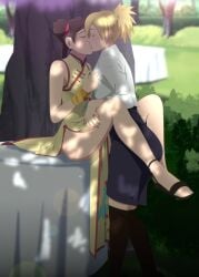 2girls assertive assertive_female blonde_hair blush brown_eyes brown_hair cheating cheating_girlfriend cheating_on_wedding_day china_dress chinese_clothes clothing feet female female/female female_only hair_bun implied_sex kissing kunoichi legs_around_partner lesbian_kiss multiple_girls naruto naruto:_the_last naruto_(series) ninja no_bra no_panties optimystic outdoors pants petite petite_body ponytail quad_tails rivals sandals shirt shirt_grab sitting_on_table skirt standing stealth_sex stockings swept_bangs table teasing temari tenten tree twin_buns twintails undressing yuri