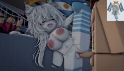 1boy 1girls 3d areolae argentina argentine_flag argentinian artist_self-insert background_character balls big_ass big_breasts breasts cat_ears closed_eyes crown cute cute_face cute_fang cute_fangs female leaning leg_grab leg_up light_skin long_hair male ninjashyper2 nipples penis public public_sex pussy reference_image roblox roblox_avatar robloxian self_upload soccer soccer_field soccer_uniform socks stadium standing standing_on_one_leg standing_sex standing_split thighhighs white_body white_hair white_skin