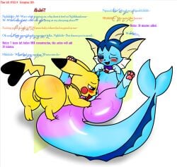 2024 artist_name ass black_ear_tips black_markings black_tail_tip blue_body blue_countershading blue_eyes blue_markings blush bodily_fluids brown_eyes brown_markings collar colored countershade_crotch countershading cunnilingus dialogue dipstick_ears dipstick_tail duo ear_frill ear_markings eeveelution english_text female female/female female_feral feral feral_on_feral frill_(anatomy) generation_1_pokemon genitals glistening glistening_body head_crest head_frill heart_tail hi_res human_to_pokemon leg_markings looking_down looking_pleasured lying markings max_(pomiart) multicolored_ears neck_frill nintendo nude on_back one_eye_closed open_mouth open_smile oral paws pikachu pokeball pokeball_collar pokemon pokemon_(species) pomiart purple_body purple_sclera pussy quadruped rear_view red_markings semi-anthro sex simple_background sitting sitting_on_ground smile socks_(marking) spread_legs spreading standing sweat tail tail_frill tail_markings text thebaseballfur vaginal_penetration vaporeon yellow_body