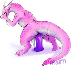 1boy anal anal_insertion anal_sex cum dildo dragon insertion maim male male_only penetration penis pink reptile scalie sex_toy solo