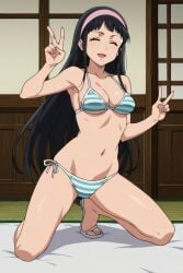 , ai_generated bikini guila, nanatsu_no_taizai peace_sign
