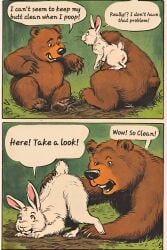 ai_generated anus_peek bear comic_panel rabbit