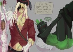 1x1x1x1 1xdoe 2boys black_hair de_pressia domino_crown forsaken_(roblox) gay gay_sex green_skin john_doe_(forsaken) john_doe_(roblox) male male/male male_only red_eyes roblox roblox_game robloxian sissy stockings twink visible_skeleton x-ray yaoi yellow_skin