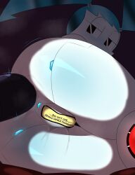2025 absurd_res anal anal_fluids anus ass blue_body bodily_fluids english_text female genital_fluids hi_res humanoid jenny_wakeman lawgx looking_back machine multicolored_body my_life_as_a_teenage_robot nickelodeon not_furry robot robot_humanoid solo text two_tone_body vaginal_fluids white_body
