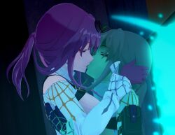 3d 3d_render cute french_kiss honkai:_star_rail kafka_(honkai:_star_rail) lluanhyperzero mihoyo selfcest spirit stelle_(honkai:_star_rail) yuri