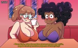 2girls belly bikini bikini_top blush bra breasts cleavage clothed clothing david's_mom_(hilda) female female_focus female_only frida's_mom frida's_mom_(hilda) hilda_(series) lup netflix tagme