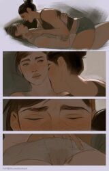 2d 2girls blushing canon_couple clothed clothed_sex digital_media dina_(the_last_of_us) ellie_(the_last_of_us) ellie_williams eyes_closed female female/female female_on_top female_only fingering fingering_partner hair_bun hand_in_panties kissing_neck lesbian_couple lesbian_sex multiple_girls pleasure_face steemyart straddling straddling_lap tattoo the_last_of_us the_last_of_us_2 yuri