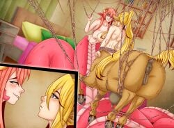 2025 accessory animal_genitalia anus apode areola arthropod_webbing big_breasts blonde_hair bound breasts brown_body brown_fur centaur centorea_shianus draconcopode duo equid equid_taur equine_genitalia european_mythology female female/female freckles fur genitals greek_mythology hair hair_accessory half-closed_eyes hi_res horseshoe huge_breasts humanoid_taur lamia legless mammal mammal_taur miia_(monster_musume) monster_girl_(genre) monster_musume mythology narrowed_eyes navel nipples nude pink_nipples red_hair reptile scalie serpentine smile snake split_form taur teats udders web_bondage yellow_eyes zuckergelee