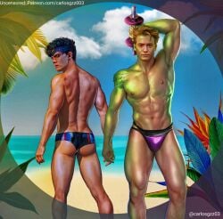 abs ass ass_cheeks ass_focus billy_kaplan billy_maximoff boyfriends cape carlos_gzz couple crown gay half-dressed half_naked hulkling joe_locke kit_connor muscular muscular_male only_male red_skin slim_body superhero_costume teddy_altman underwear wiccan