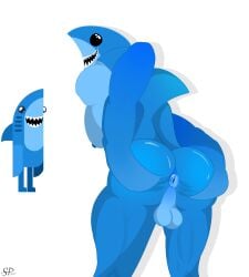 anal anus ass balls blue_body bowmasters_(game) boy gay muscular naked naked_male shark shark_(bowmasters) shark_boy shark_humanoid smile