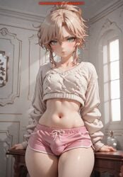 1boy ai_generated bulge femboy hips male meybekity otoko_no_ko shorts solo trap yaoi