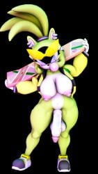 1futa 3d afrosoricid anthro black_nose blue_eyes breasts bubble_gum ear_piercing eyelashes flaccid fur furry futa_only futanari glasses glasses_on_head gloves green_body green_fur green_hair hoverboard idw_publishing intersex jacket jacket_open large_penis nipple_piercing nipples sega senna_source sfm shoes solo sonic_(series) sonic_riders sonic_the_hedgehog_(series) surge_the_tenrec tan_body tan_fur tenrec