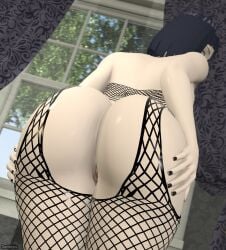 ass_focus big_ass black black_hair boruto:_naruto_next_generations dantesix hand_on_butt hyuuga_hinata hyuuga_hinata image looking_at_viewer milf nails nails_painted pink_eyes semi_nude