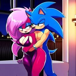 ai_generated ass blue_body breasts date dress female from_behind green_eyes hug imminent_sex incest indoors long_dress magenta_fur male male/female night penis pink_hair purple_dress seductive seductive_look sex sonia_the_hedgehog sonic_(series) sonic_the_hedgehog sonic_the_hedgehog_(series) sonic_underground straight
