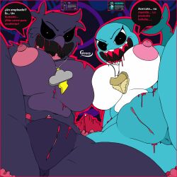 2025 2025s 2females 2girls absurd_res absurdres anthro anthro_female anthro_on_anthro anthro_only anthrofied anus areola areolae artist_logo artist_name avian avian_humanoid beak big_breasts bird bird_beak black_eyes black_sclera blood bloody_teeth bodily_fluids breasts corvid corvus_(genus) critters_(poppy_playtime) digital_art digital_drawing digital_drawing_(artwork) digital_media digital_media_(artwork) digital_painting digital_painting_(artwork) duo eyebrows eyelashes feather_hair feathered_wings feathers female female_anthro female_focus fin fish fur furry furry_female furry_only genital_fluids genitals greey indigo_beak indigo_body indigo_feather indigo_feathers jewelry looking_at_viewer looking_down maggie_mako_(poppy_playtime) marine mob_entertainment mob_games multicolored_body necklace nightmare_critters nipples no_humans nude open_mouth oscine passerine poe_(poppy_playtime) poppy_playtime poppy_playtime_(chapter_4) pupils pussy raven shark shark_fin shark_girl shark_humanoid shark_tail shark_teeth sharp_teeth smiling_critters solo solo_female solo_focus spanish spanish_dialogue spanish_text speech_bubble tagme tail teeth text text_bubble thick_thighs thighs tongue turquoise_body turquoise_scales two_tone_body vagina video_games white_eyes white_pupils white_scales wide_hips