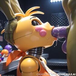 3d ai_generated blowjob fnaf goblin monster purple_dick toy_chica toy_chica_fnaf
