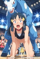 ai_generated collar cum_dripping dawn dawn_pokemon doggy_style horse pokemon public rape screaming