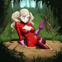 ai_generated ann_takamaki atlus breasts female female_only mud nai_diffusion persona persona_5 quicksand solo stable_diffusion tagme