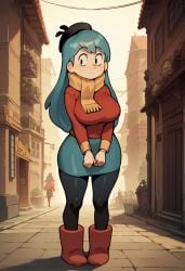 aged_up ai_generated ass beret big_ass big_breasts black_beret black_leggings blue_eyes blue_skirt boots breasts female female_only hilda_(hilda) hilda_(series) huge_ass huge_breasts large_ass large_breasts leggings light-skinned_female light_skin long_hair red_boots red_sweater scarf skirt sweater thick thick_ass thick_body thick_boobies thick_booty thick_breasts thick_butt thick_hips thick_legs thick_thighs thigh_highs thighhighs thighs voluptuous voluptuous_female wide_hips yellow_scarf